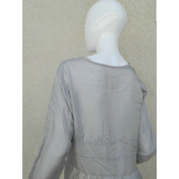 Johnny Was Blouse Gray Silk Eyelet Embroidered Shirt Small - Picture 6 of 10